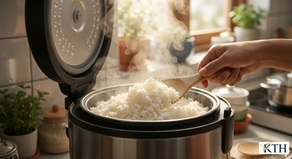 Cách nấu gạo 4900 ngon: Tỷ lệ nước chuẩn giúp cơm chín tới, hạt nở đều và không bị nhão.