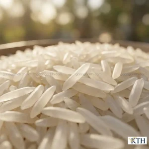 Macro hạt gạo ST25 Lúa Tôm - Gạo Ngon KTH, hạt dài, trắng trong, đều tăm tắp, không bạc bụng.