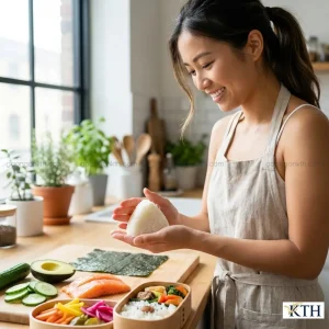 Cách làm cơm nắm Onigiri và Sushi từ gạo Hana Akita, cơm dẻo dễ tạo hình cho hộp cơm Bento đẹp mắt.