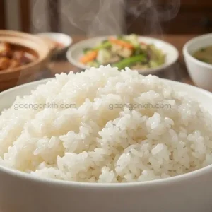 Bát cơm gạo Đài Loan Gò Công nấu chín dẻo thơm không bị nhão