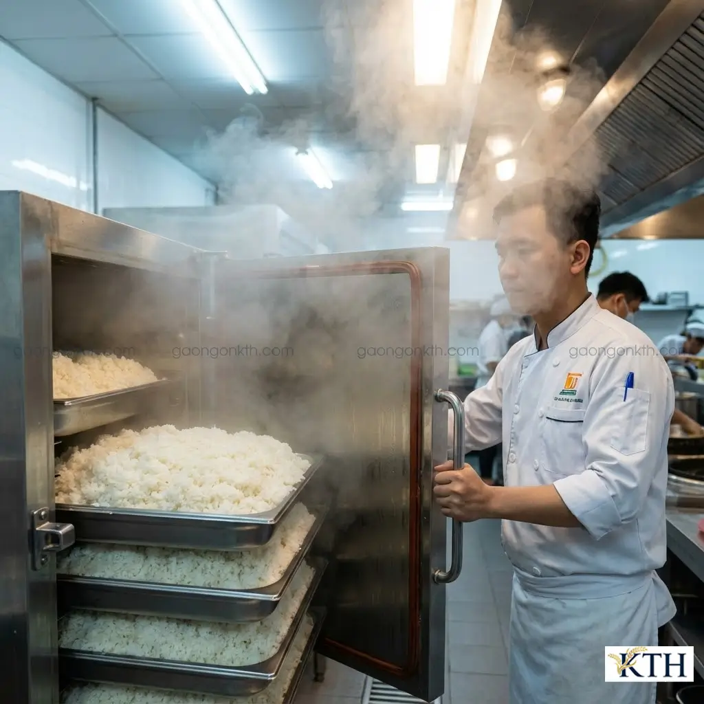 Gạo 64 nở nhiều lợi cơm chuyên dùng cho bếp ăn công nghiệp và làm gạo từ thiện giá rẻ.