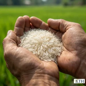 Gạo 6976 hạt dài trắng trong thon thả trên tay nông dân miền Tây