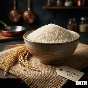 Gạo OM380 thành phẩm của Gạo Ngon KTH, hạt gạo đạt tiêu chuẩn xuất khẩu sang thị trường Châu Phi.