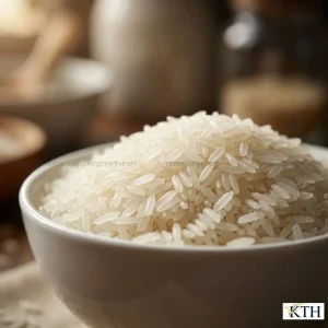 Bát gạo ST5 Sóc Trăng hạt dài trắng trong, bóng bẩy, đặc sản lúa thơm vùng tôm lúa miền Tây.