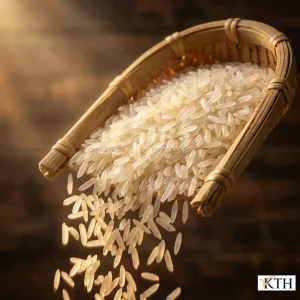 Cận cảnh hạt gạo OM34 thon dài, trong bóng, ít bạc bụng, đạt tiêu chuẩn gạo nguyên liệu xuất khẩu do Viện Lúa ĐBSCL lai tạo.