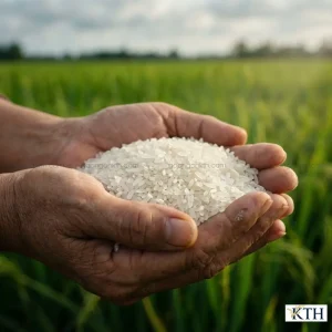 Cận cảnh hạt gạo tấm ST24 thô chưa nấu màu trắng trong tự nhiên không tẩy trắng hương thơm lá dứa.