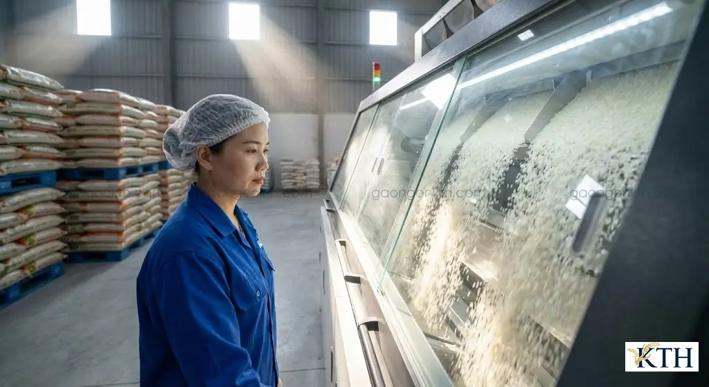 Máy tách màu quang học tại nhà máy gạo KTH