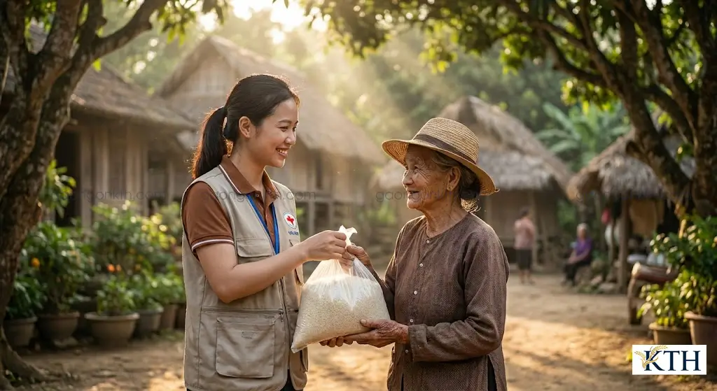 Trao tặng gạo từ thiện cho người nghèo, gạo sạch đóng túi 5kg chất lượng cao.