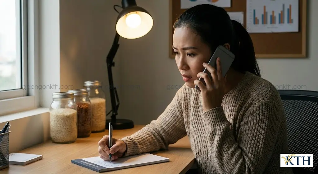 Tổng đài viên Gạo Ngon KTH luôn lắng nghe và hỗ trợ giải quyết mọi yêu cầu đổi trả hoặc khiếu nại của khách hàng qua Hotline 24/7.