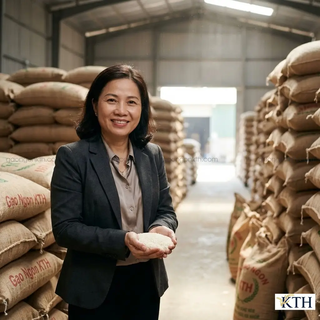 Kho gạo đặc sản miền Tây của Gạo Ngon KTH, chuyên cung cấp sỉ gạo tấm tài nguyên cho quán cơm tấm.