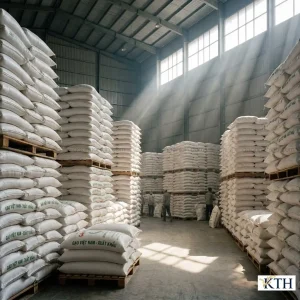 Kho gạo Sari số lượng lớn tại Gạo Ngon KTH, chuyên cung cấp gạo xốp nở giá sỉ cho bếp ăn công nghiệp và đại lý.