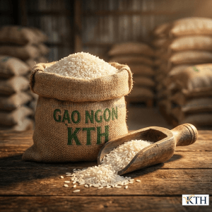Bao gạo Sơ Ri thương hiệu Gạo Ngon KTH nguyên chất từ lúa mùa Campuchia tại kho gạo sỉ.