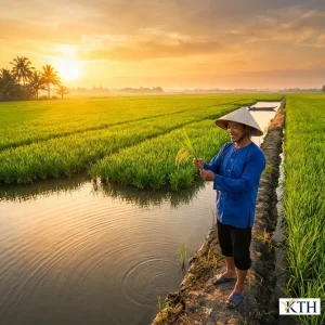 Mô hình luân canh lúa tôm tại Sóc Trăng trồng gạo lứt ST25 sạch hữu cơ tự nhiên.