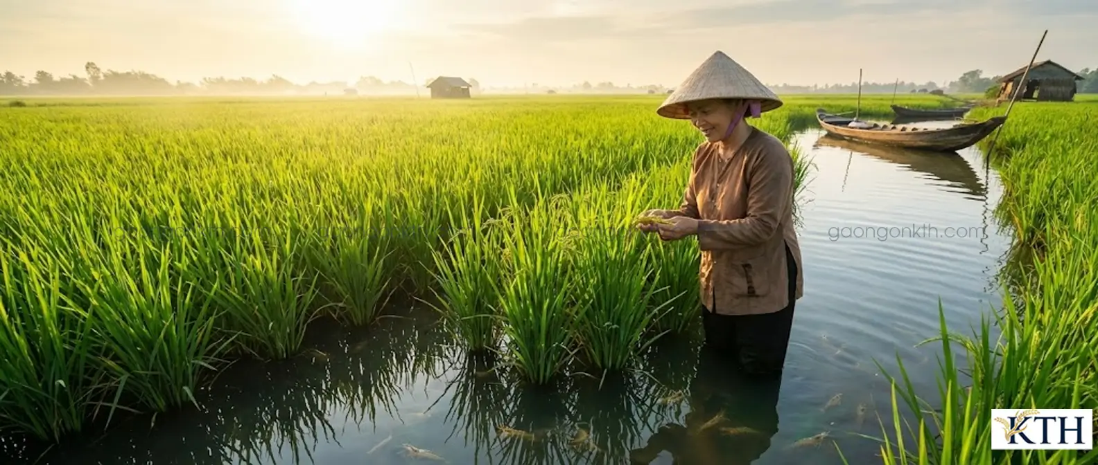 Mô hình canh tác lúa tôm Sóc Trăng tạo ra gạo ST25 sạch hữu cơ không dùng phân bón hóa học và thuốc trừ sâu.