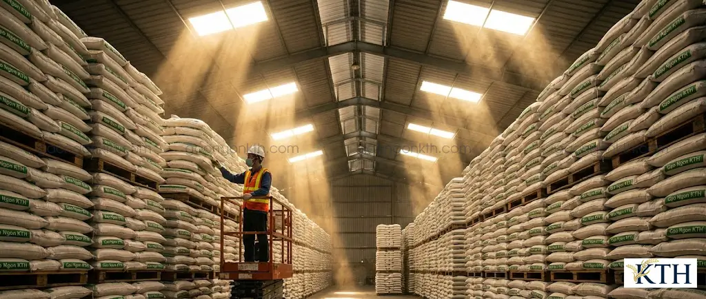 Kho gạo quy mô lớn tại Nhà máy xay xát Hoàng Giao (Cần Thơ) sẵn sàng cung cấp nguồn gạo sỉ và gạo từ thiện số lượng lớn với giá gốc.