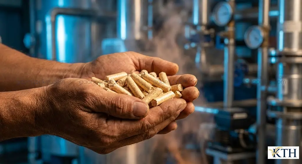 Cận cảnh trấu viên nén (Rice Husk Pellets) chất lượng cao dùng làm nhiên liệu đốt lò hơi công nghiệp thay thế than đá.