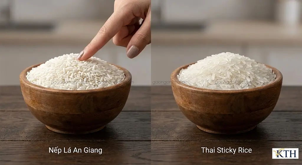 Cách phân biệt nếp lá An Giang và nếp Thái nhập khẩu qua màu sắc hạt