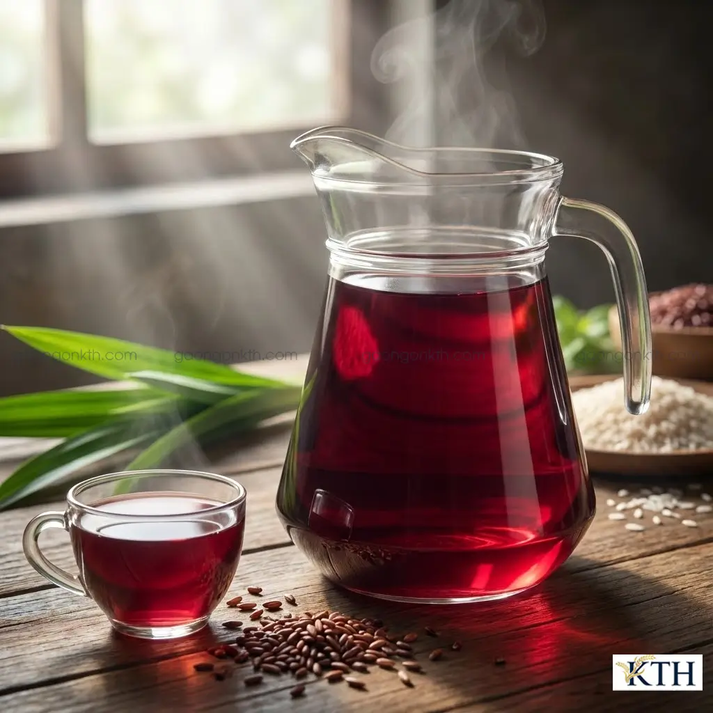 Phụ nữ trung niên Việt Nam ăn cơm gạo lứt tím than hỗ trợ điều trị tiểu đường và bảo vệ tim mạch.