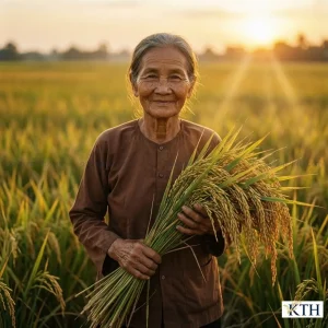 Cánh đồng lúa OM 2517 chín vàng tại vùng nguyên liệu An Giang, Đồng Tháp chuẩn bị thu hoạch vụ Đông Xuân 2025.