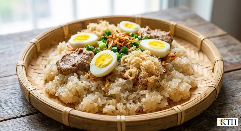 Xôi mặn nấu từ nếp lá An Giang hạt bóng đẹp tơi xốp lợi gạo cho người kinh doanh