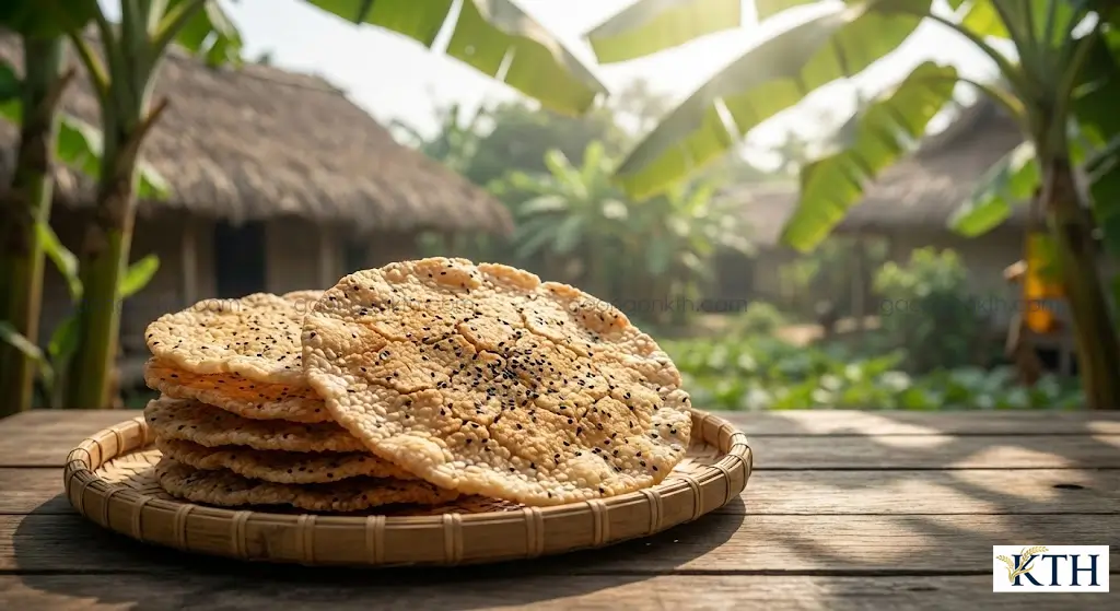 Bánh đa nướng giòn tan làm từ gạo Q5 cũ đặc sản làng nghề Kế Bắc Giang.