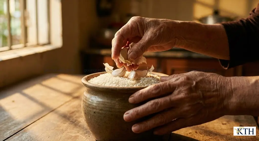 Cách bảo quản gạo bằng tỏi tươi để đuổi mọt hiệu quả tại nhà theo phương pháp dân gian.