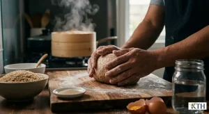 Quy trình nhào bột làm bánh mì và bánh bao gạo lứt nguyên cám tại nhà đơn giản và sạch sẽ.