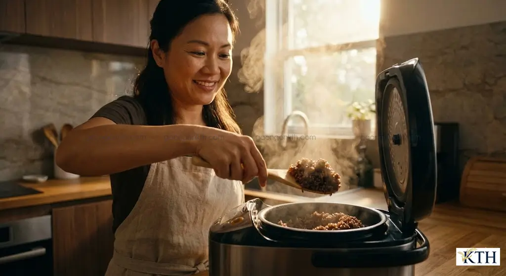 Hướng dẫn cách nấu gạo lứt đen bằng nồi cơm điện dẻo mềm không bị khô cứng.