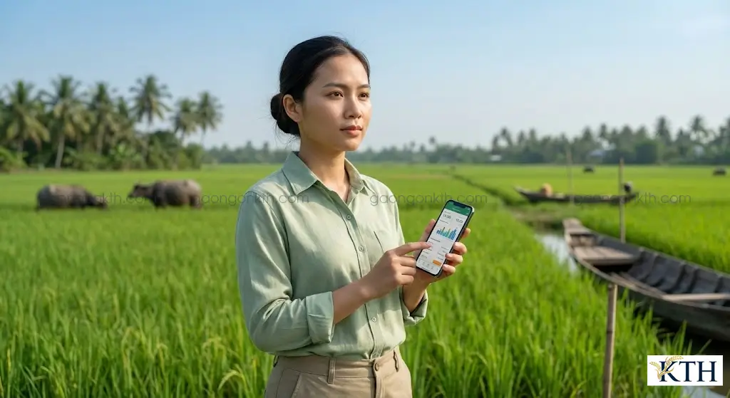 Sử dụng công cụ tính năng suất lúa online miễn phí trên điện thoại để dự tính sản lượng nhanh chóng.