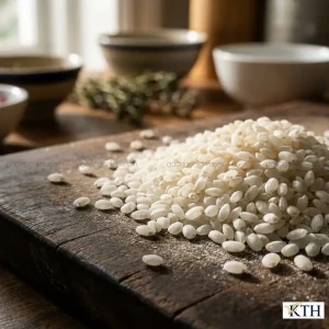 Cận cảnh hạt gạo Xuân Mai bạc bụng chuyên làm bún phở bánh hỏi tại Gạo Ngon KTH.