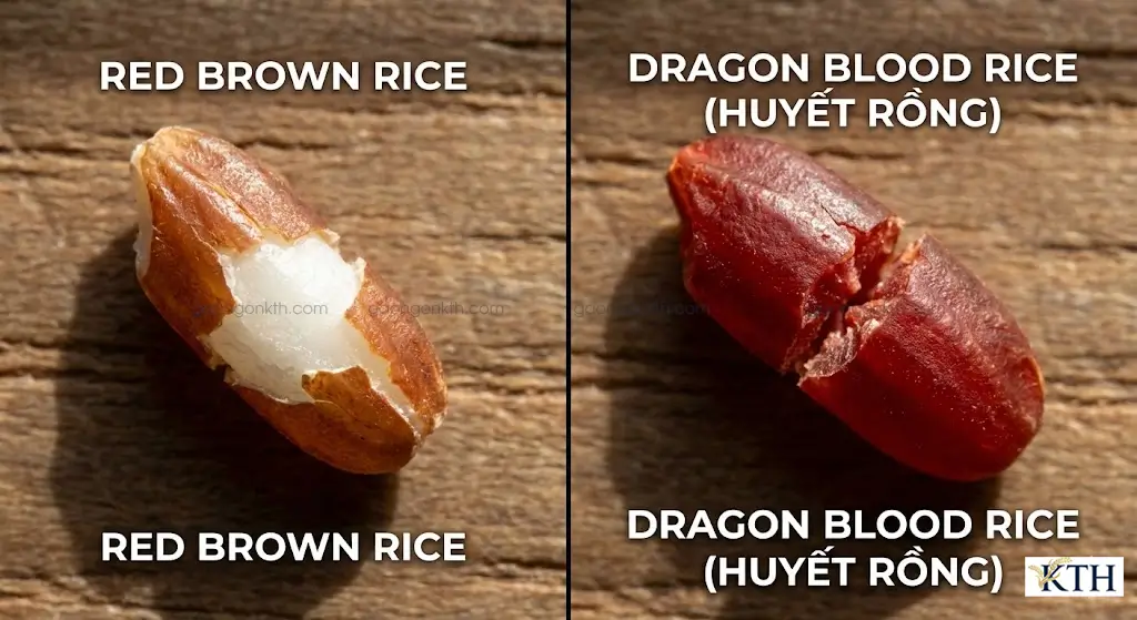 Cách phân biệt gạo lứt đỏ ruột trắng và gạo huyết rồng ruột đỏ để tránh tăng đường huyết.