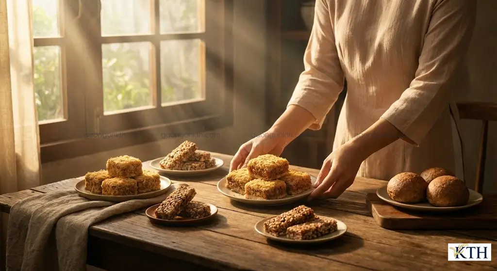 Tổng hợp các loại bánh gạo lứt healthy giảm cân tại nhà gồm bánh gạo lứt chà bông, thanh hạt và bánh bao nguyên cám.