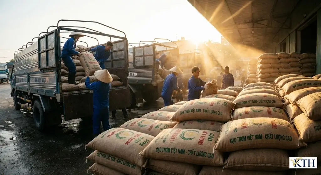Tổng kho gạo miền Nam uy tín phân phối gạo giá sỉ tận gốc, xe tải giao hàng tận nơi cho đại lý gạo tại TPHCM và các tỉnh lân cận.