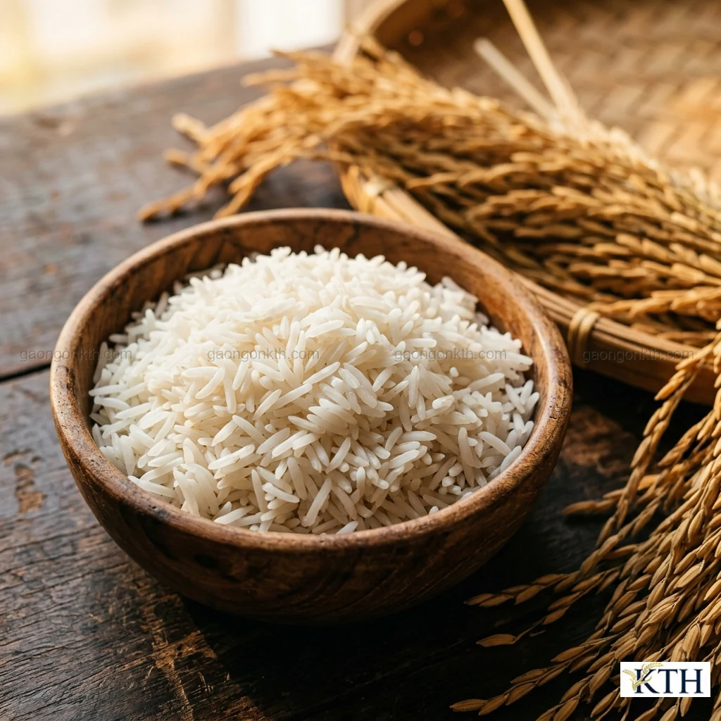 Hình ảnh minh họa đặc tính hạt Gạo Sóc Miên thon nhỏ dẻo vừa ngọt đậm — Gạo Ngon KTH