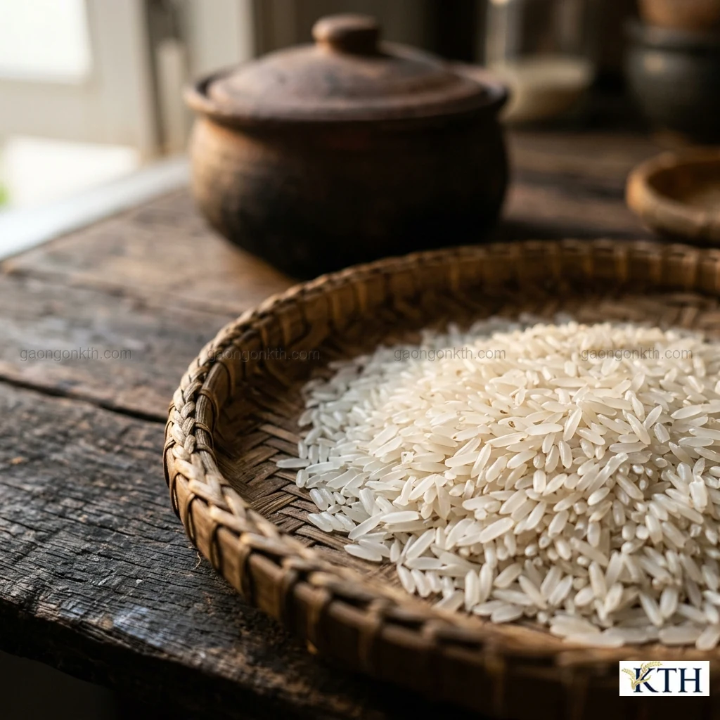 Hình ảnh minh họa đặc tính hạt Gạo Tám Xoan Hải Hậu đặc sản Nam Định thơm cốm tự nhiên — Gạo Ngon KTH