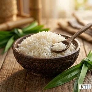 Hình ảnh minh họa đặc tính hạt Gạo Thái Nhập Hom Mali thon dài bóng mượt thơm lá dứa — Gạo Ngon KTH