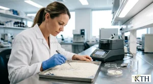 Hình ảnh minh họa kiểm định chất lượng và độ ẩm hạt gạo xuất khẩu trong phòng Lab — Gạo Ngon KTH